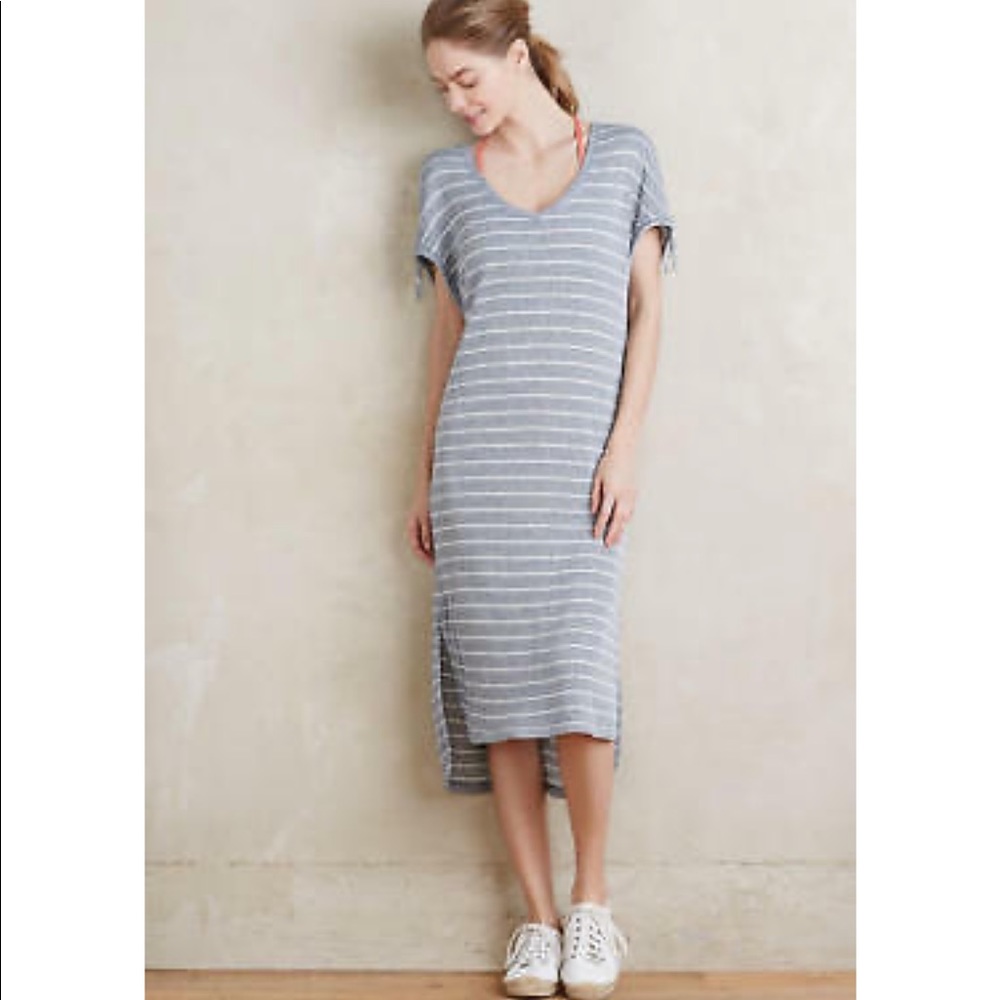 Anthro Saturday Sunday Blue & White Striped Midi